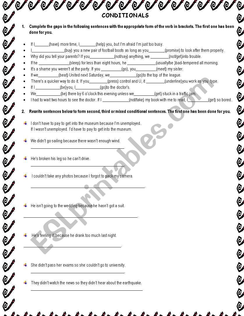 CONDITIONALS worksheet