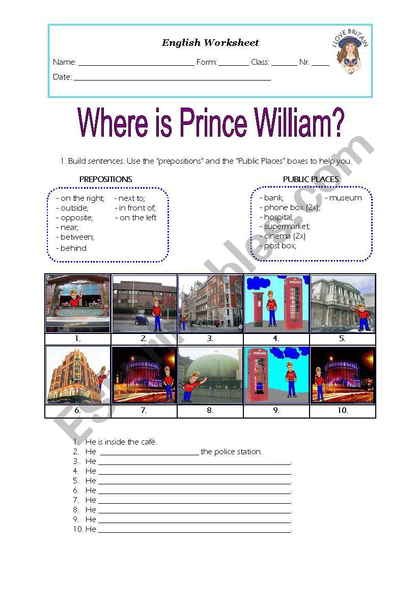 Where is Prince William worksheet
