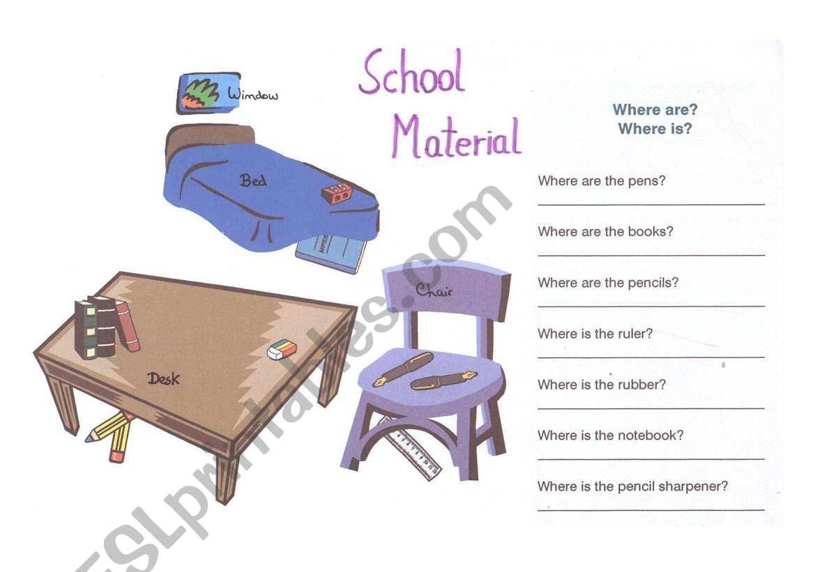 School objects worksheet