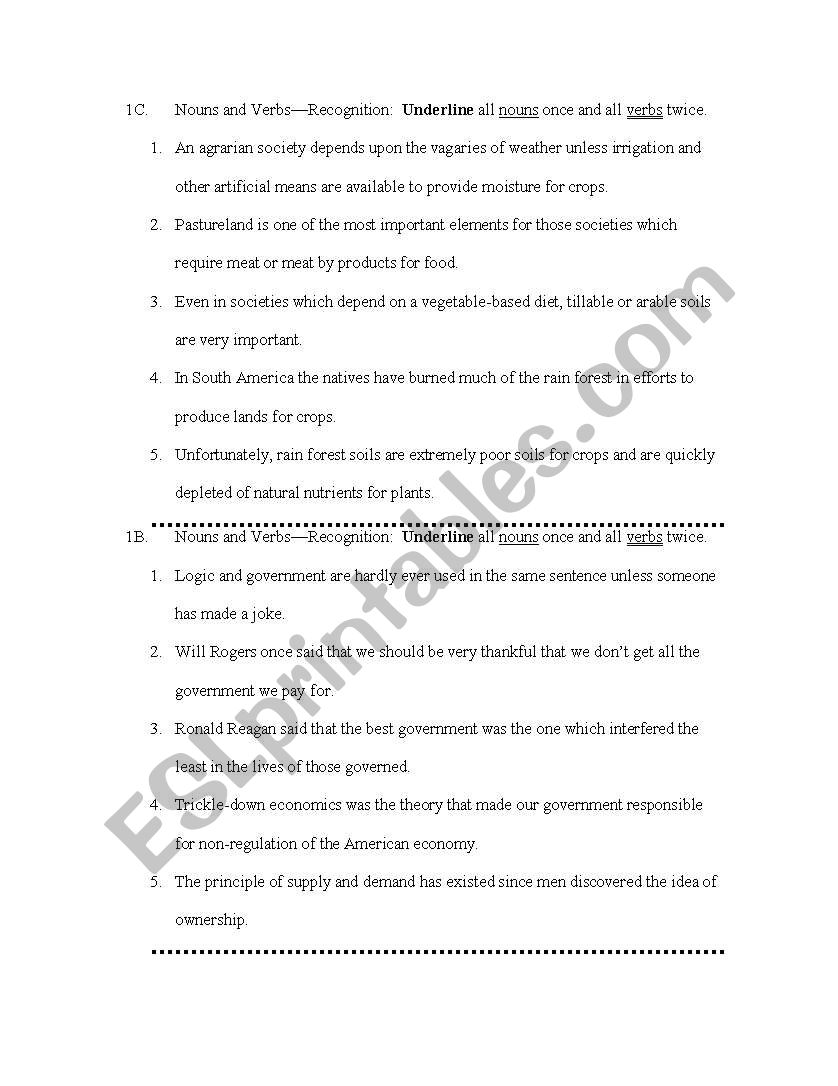 Noun worksheet