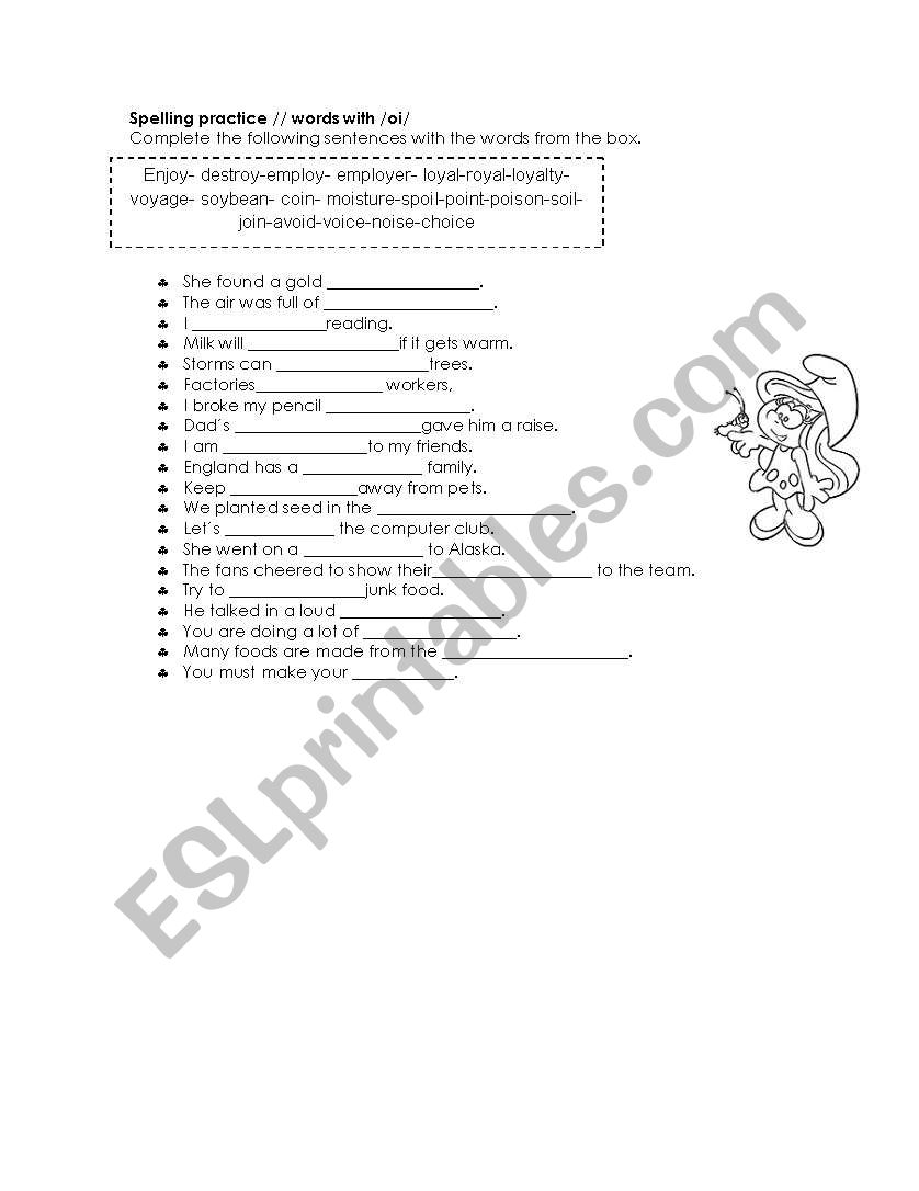 Spelling vocabulary worksheet