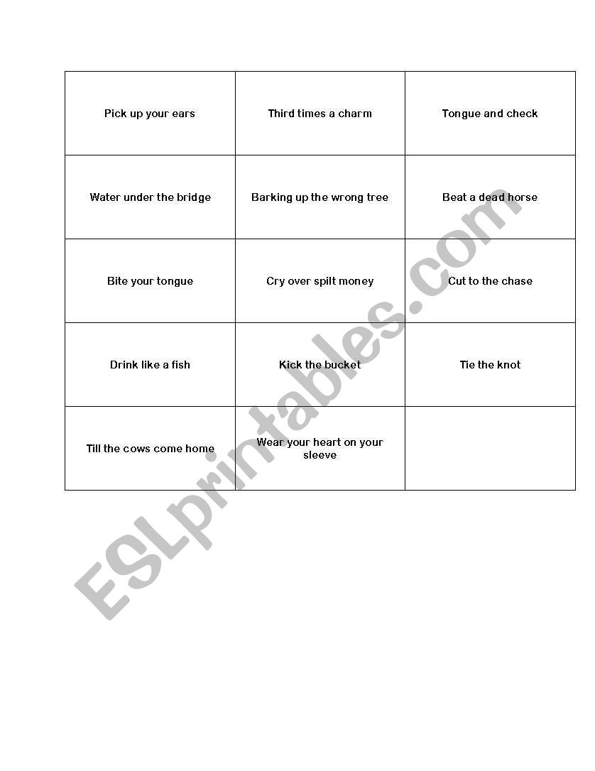 charade on idioms worksheet