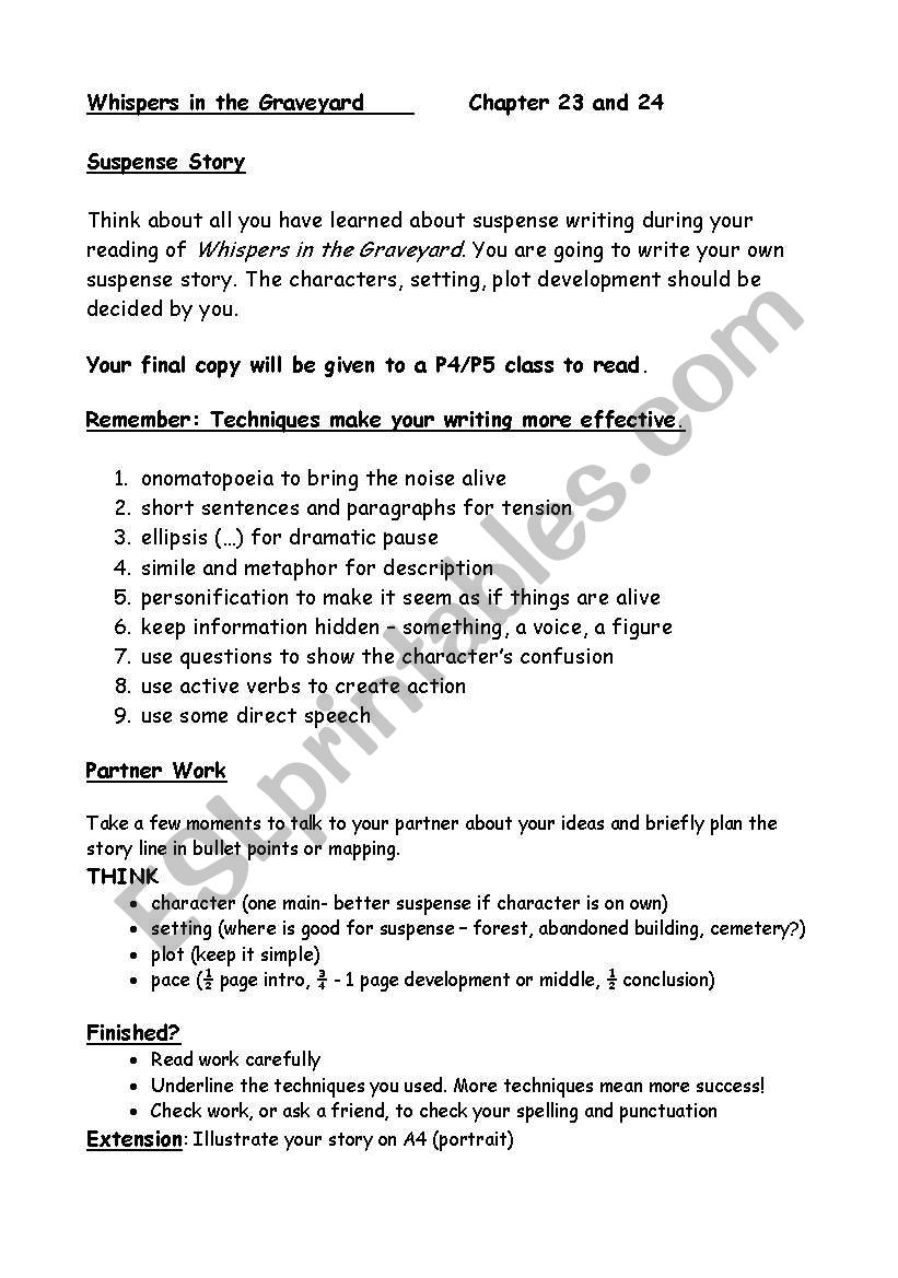 suspence story worksheet