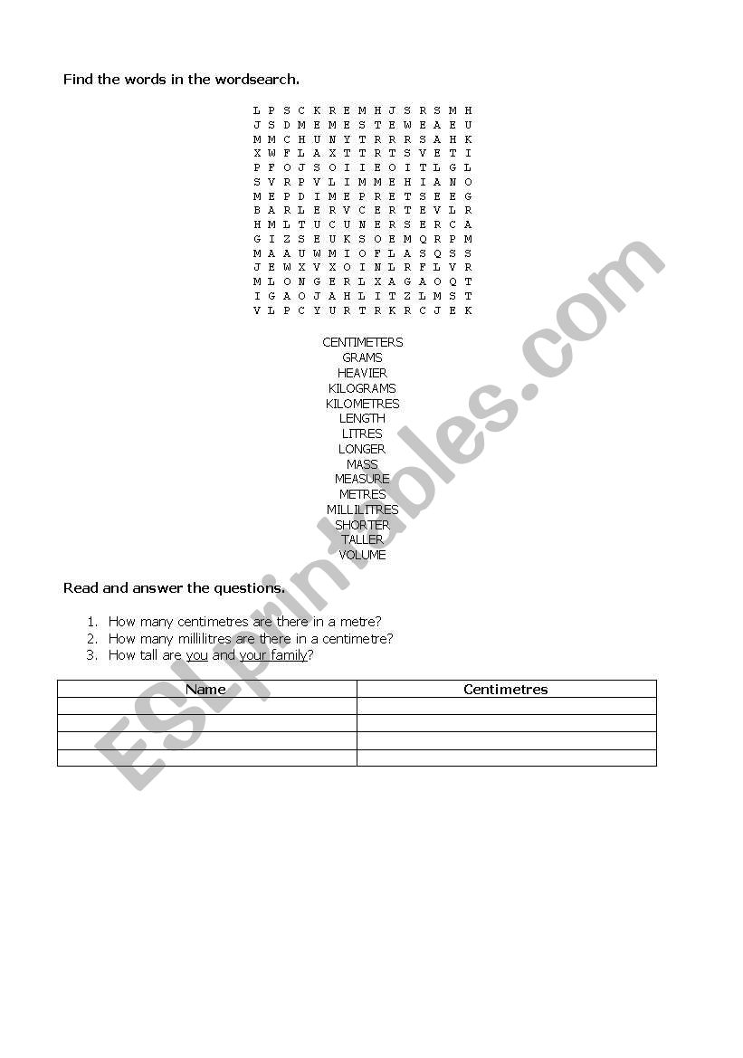 Maths worksheet