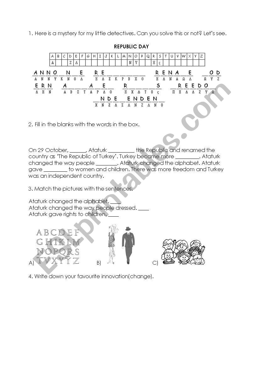 republic day worksheet