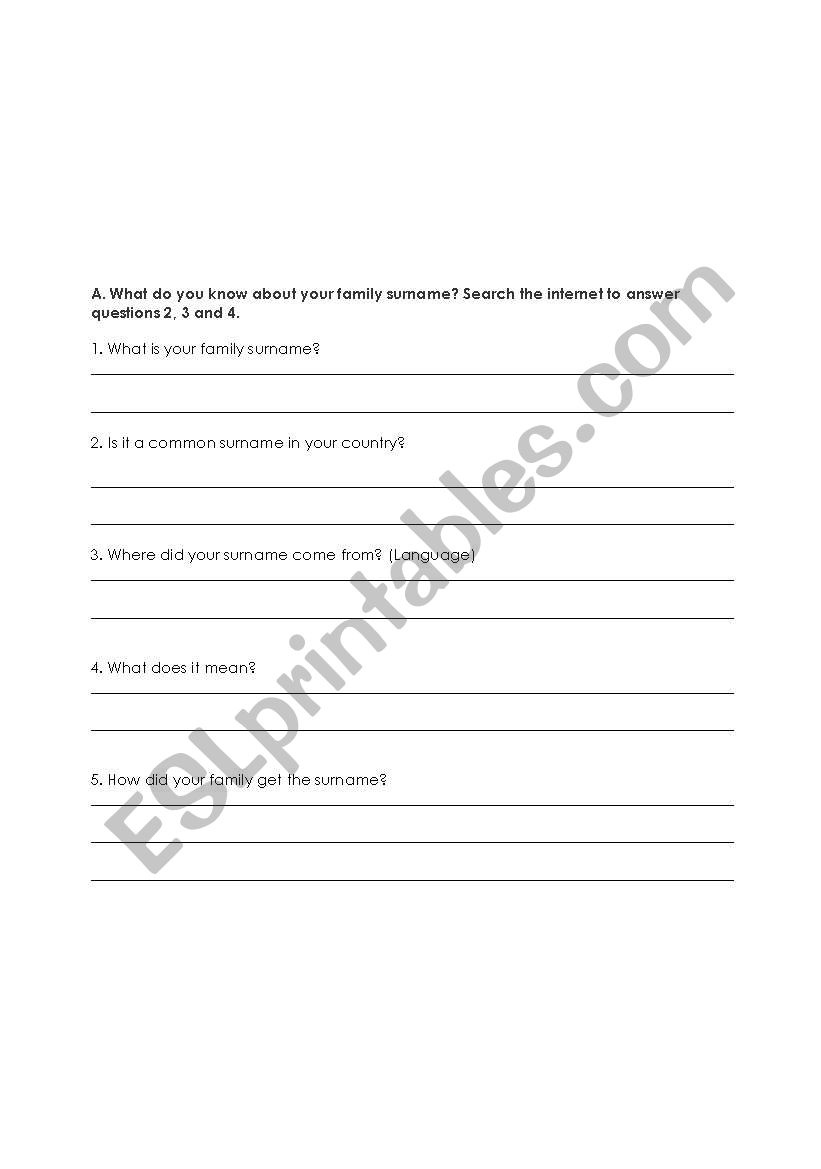 family history worksheet