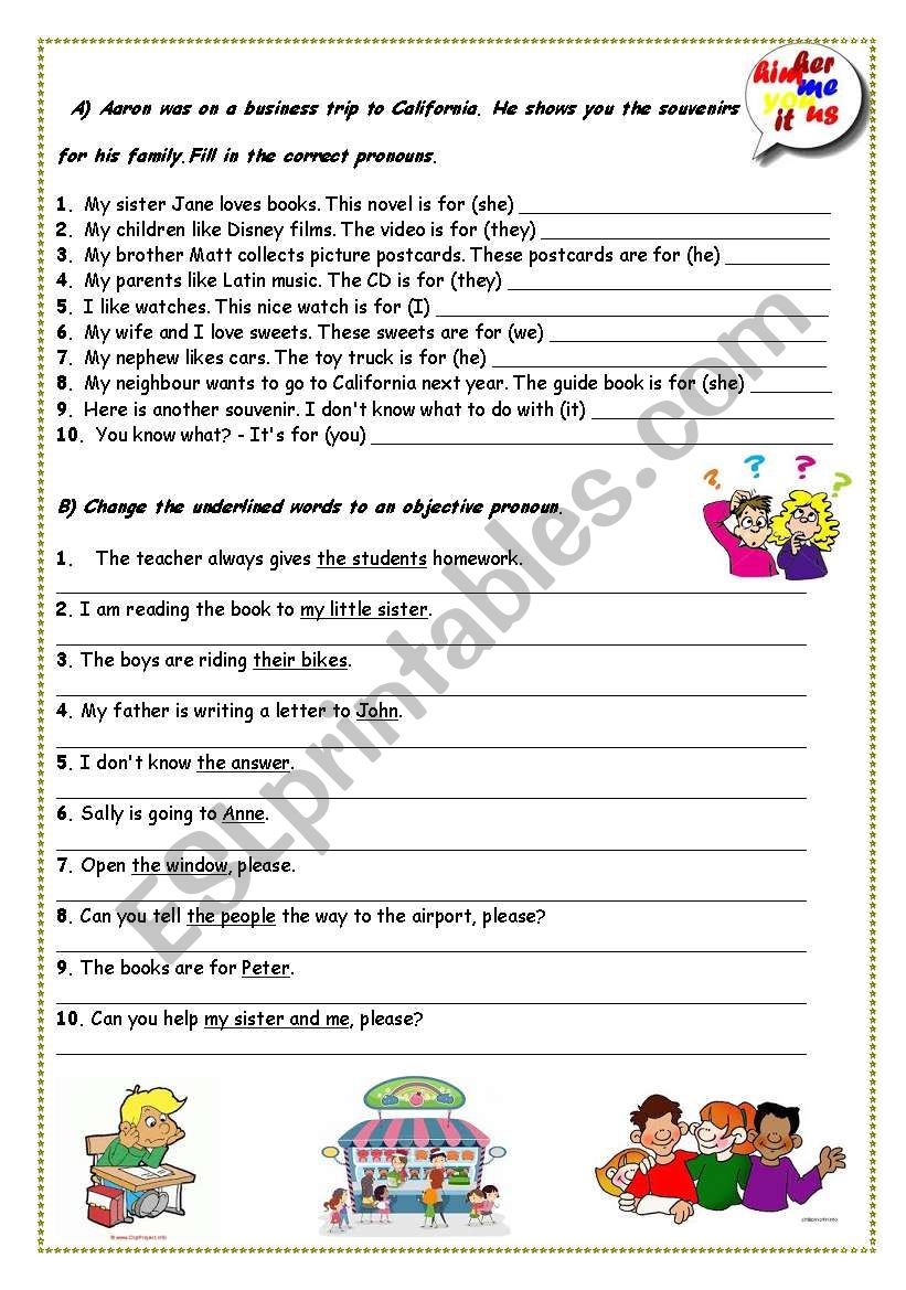 Objective Pronouns worksheet