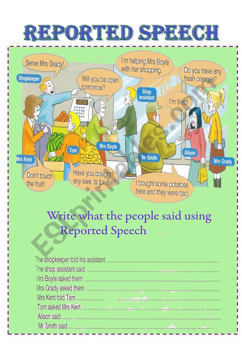 Reported Speech worksheet