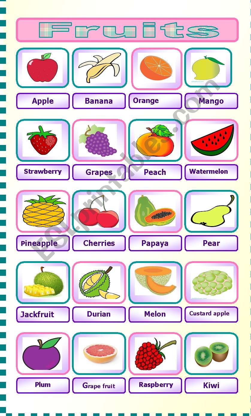 Fruits worksheet