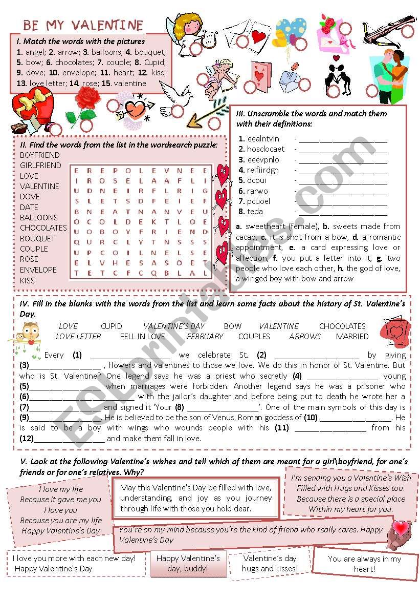 BE MY VALENTINE worksheet