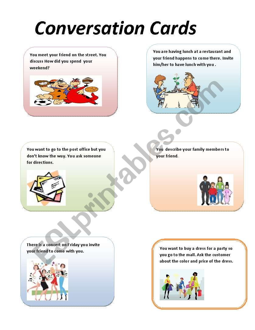 conversations cards worksheet
