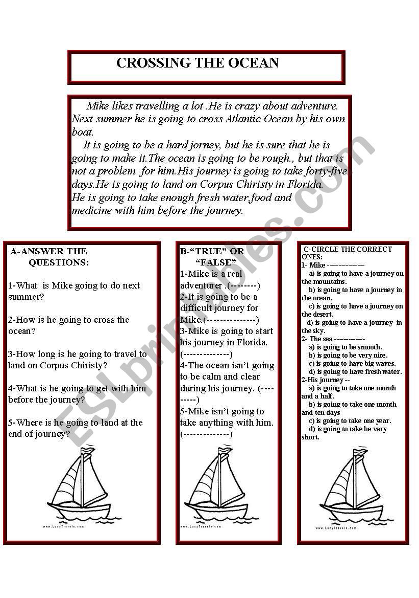 CROSSING THE OCEAN  worksheet