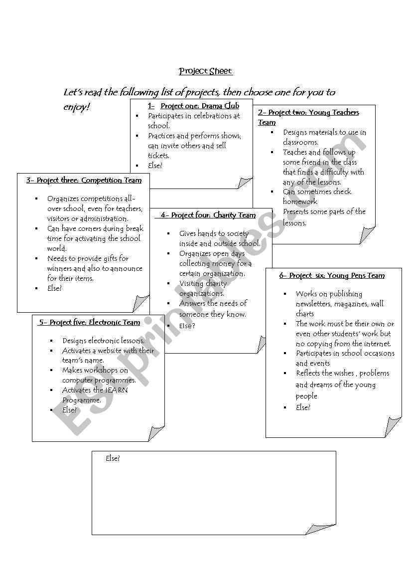 Project Sheet  worksheet