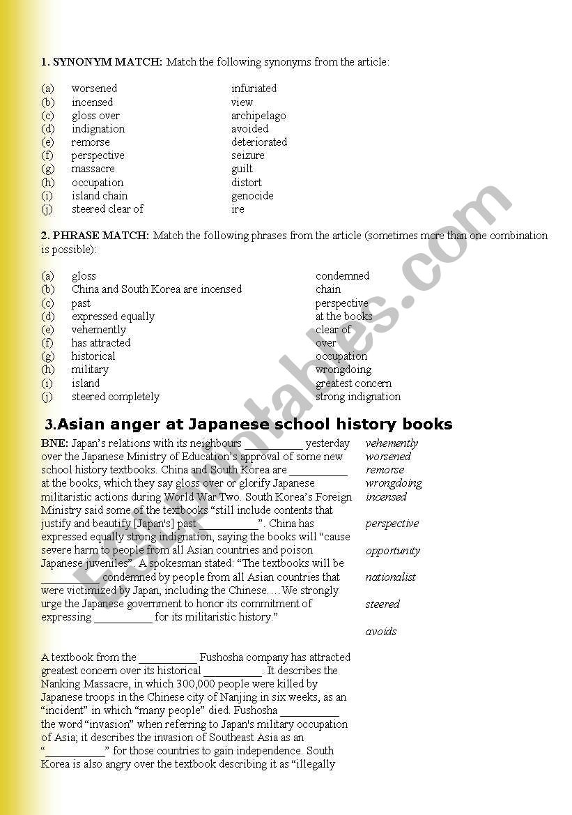 History books  worksheet