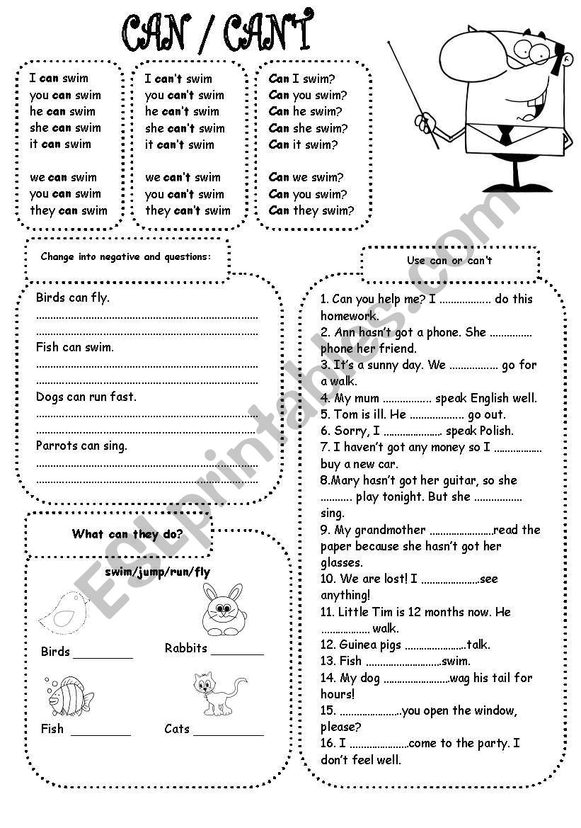 CAN/CANÂ´T worksheet