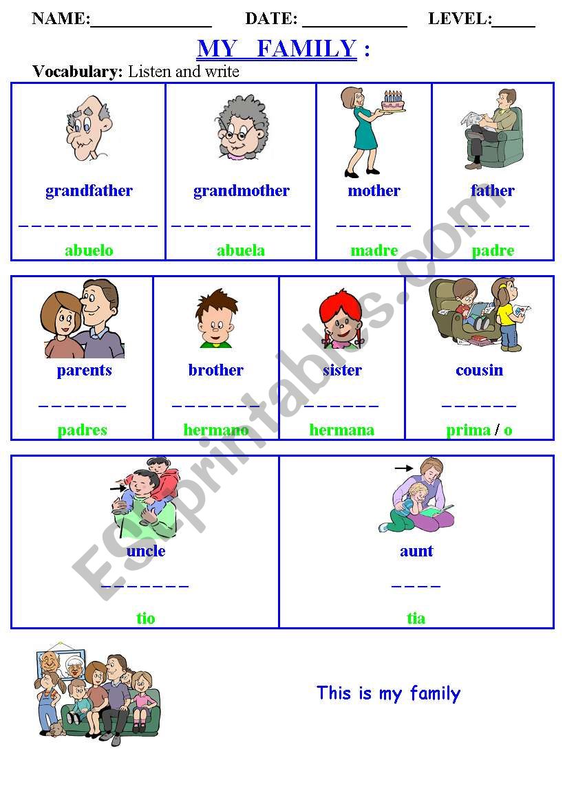 My Family I worksheet