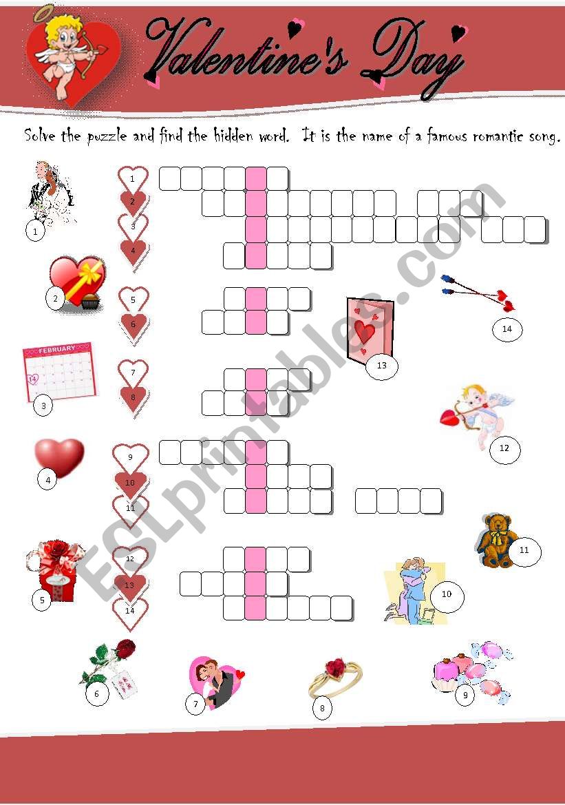 Valentines  Pictures Puzzle worksheet