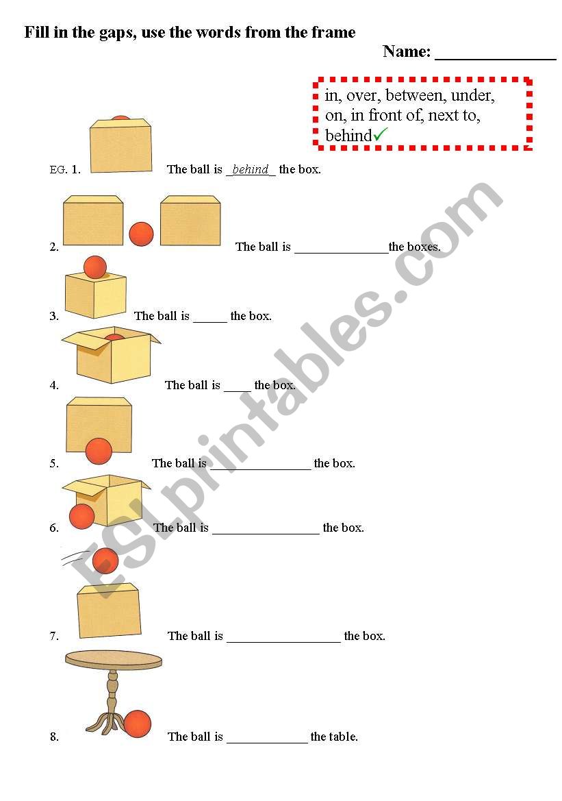 Prepositions worksheet