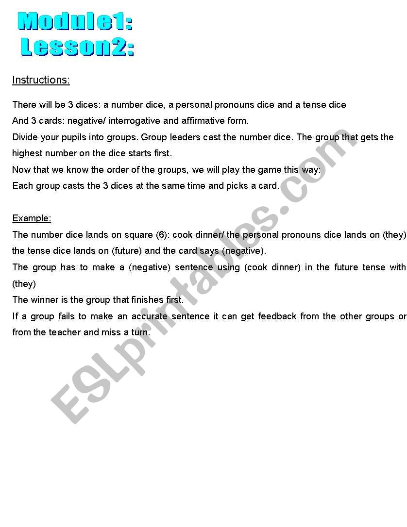 future tense boardgame worksheet