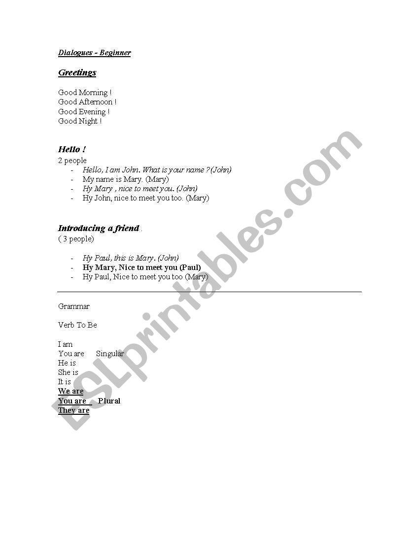 Introducinga a friend worksheet