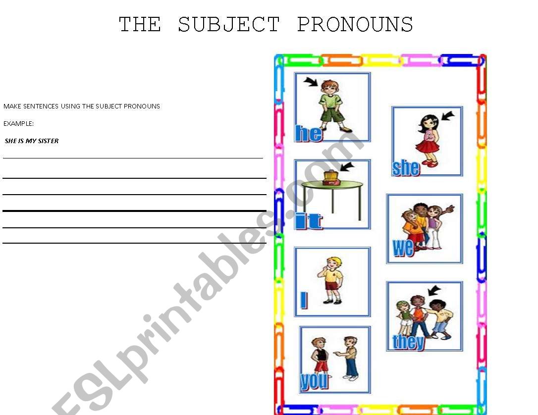 subject pronouns worksheet