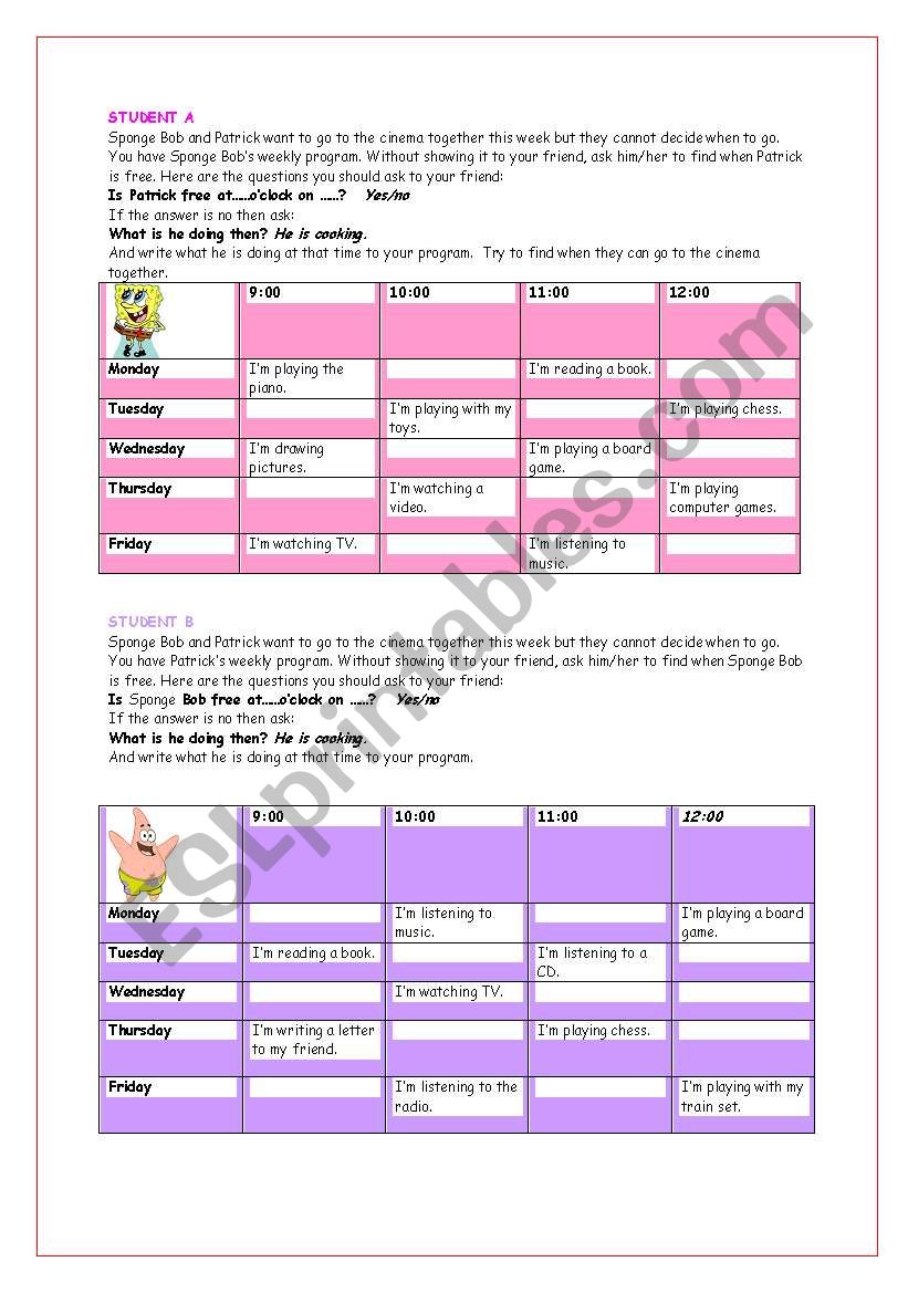 present progressive worksheet