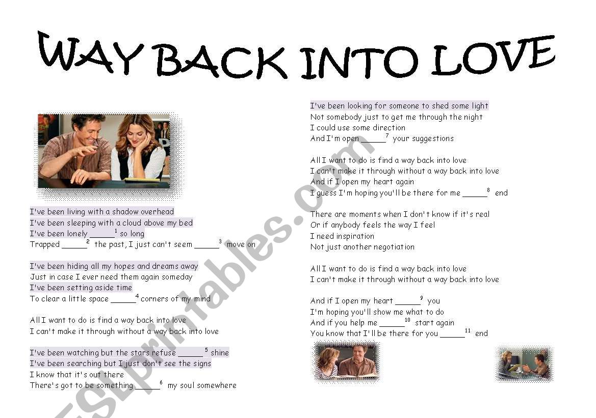 A Way Back Into Love worksheet