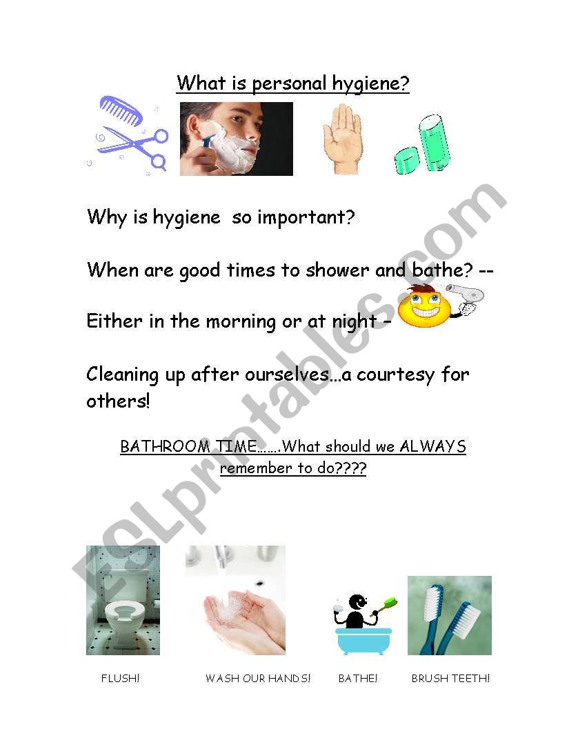 personal hygene worksheet