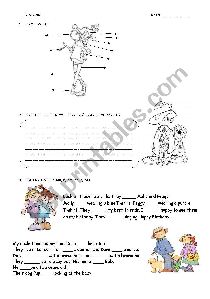 body, clothes worksheet