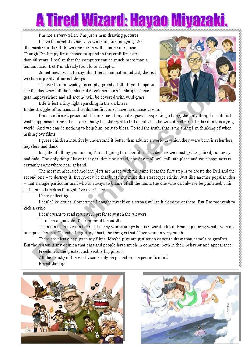 Hayao MiyazakiÂ´s Interviews (2 parts)