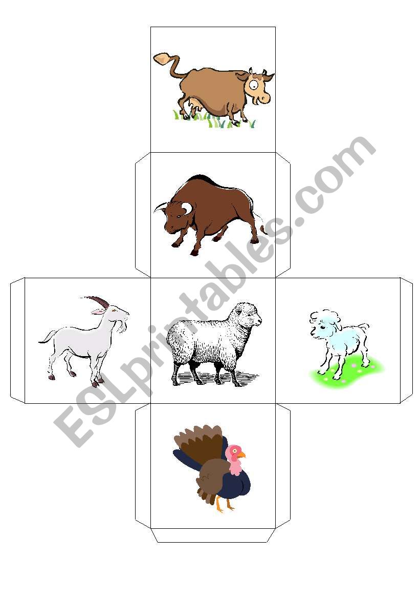 ANIMALS -- DICE -- 5 worksheet