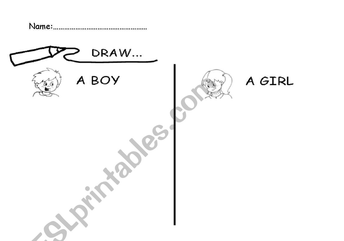 Draw a boy and a girl worksheet