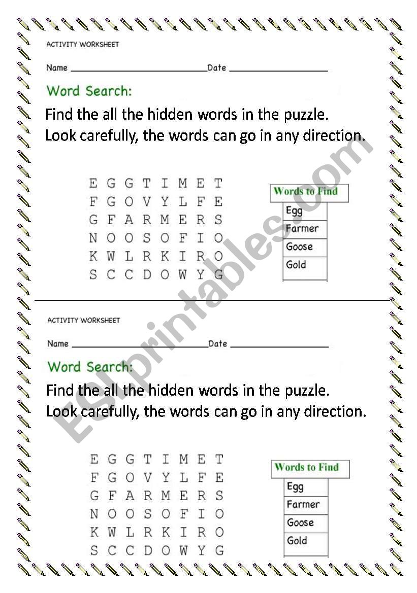 wordsearch worksheet