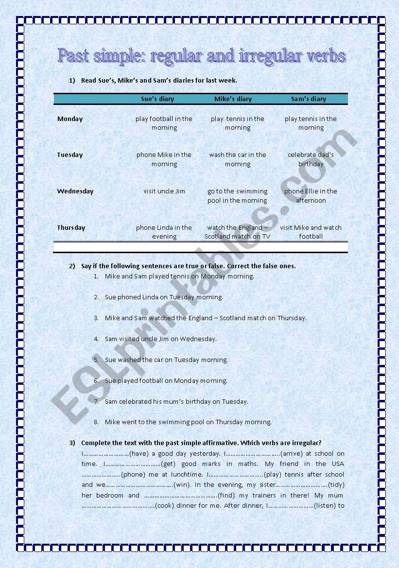 Past simple worksheet