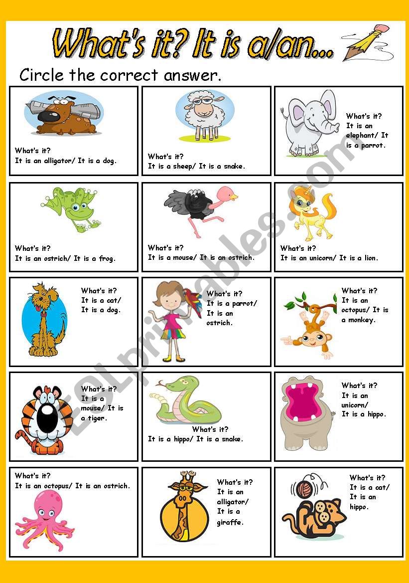 WhatÂ´s it? It is a/an... worksheet