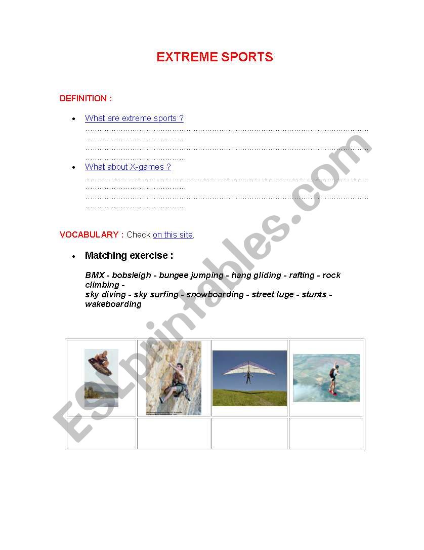 sports worksheet