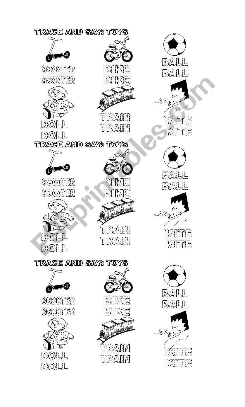 TRACE AND LEARN TOYS worksheet