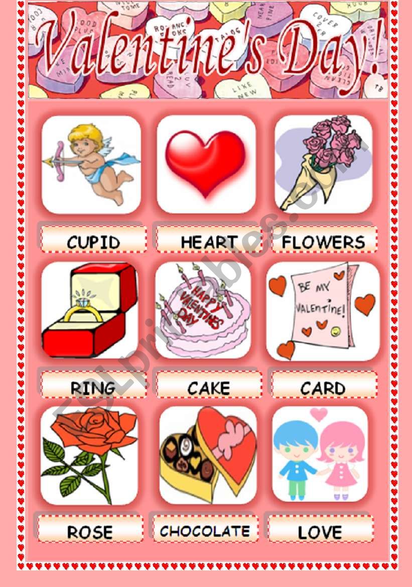 ValentineÂ´s Day Pictionary worksheet