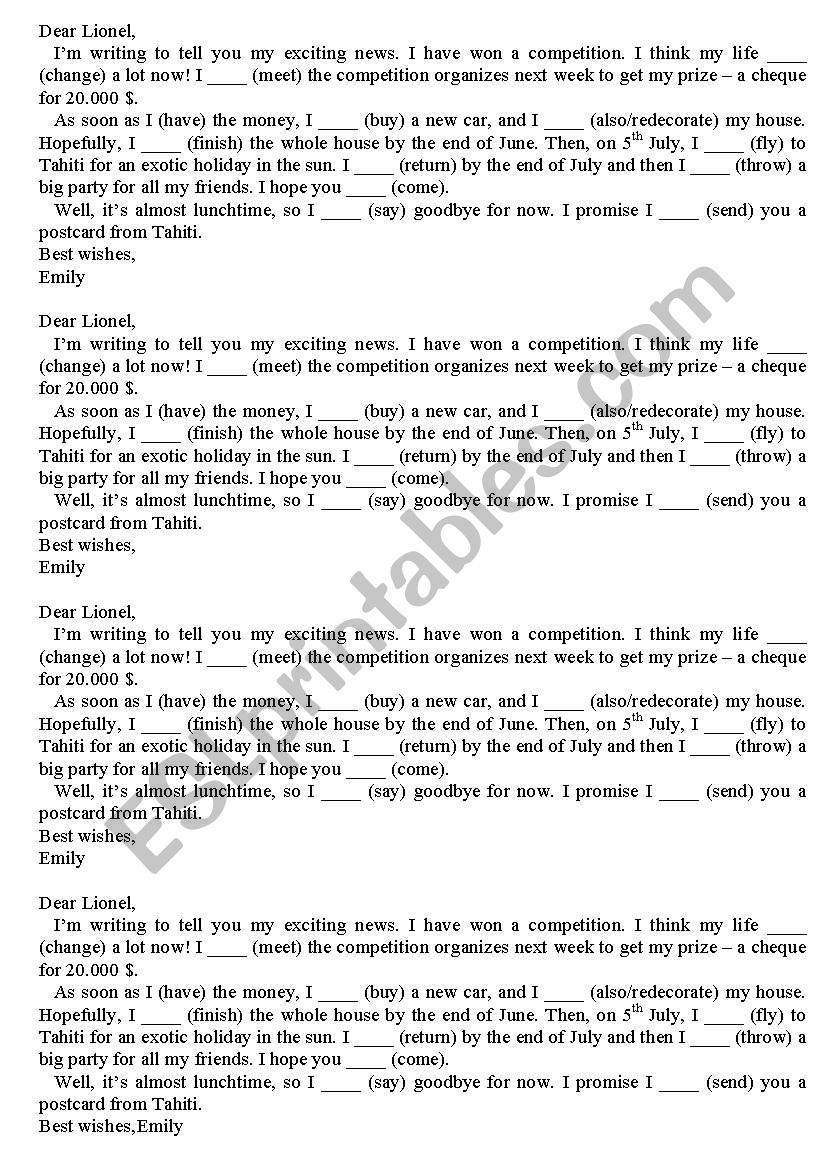 A letter worksheet