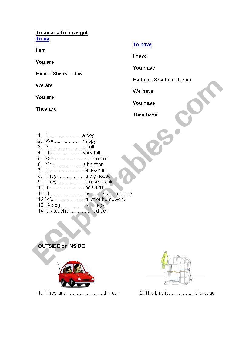 have got and to be verbs worksheet