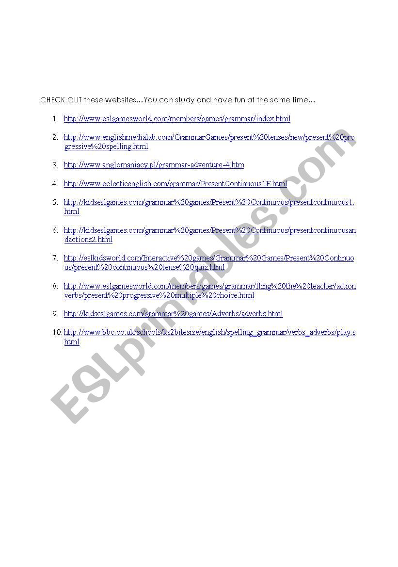 Present tense online.. worksheet