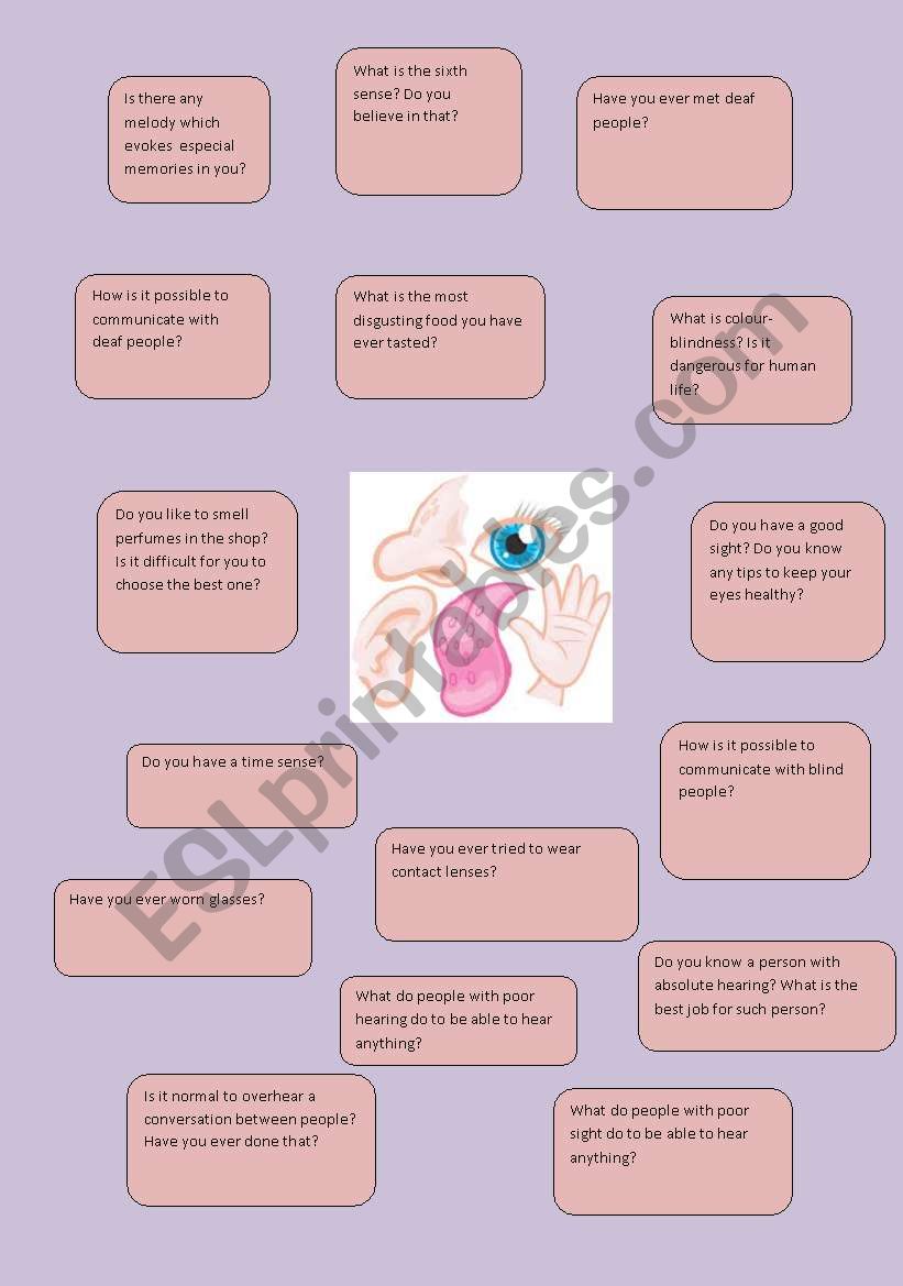 The Senses worksheet