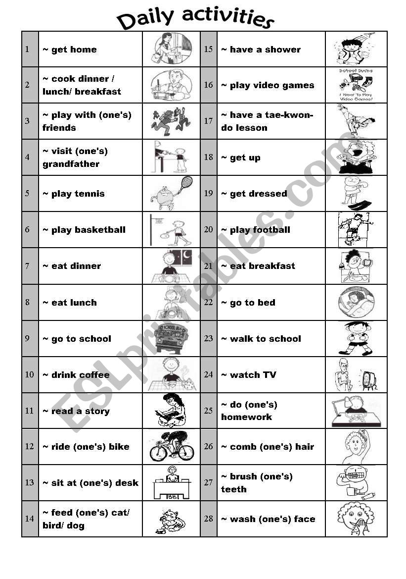 series of activities worksheet