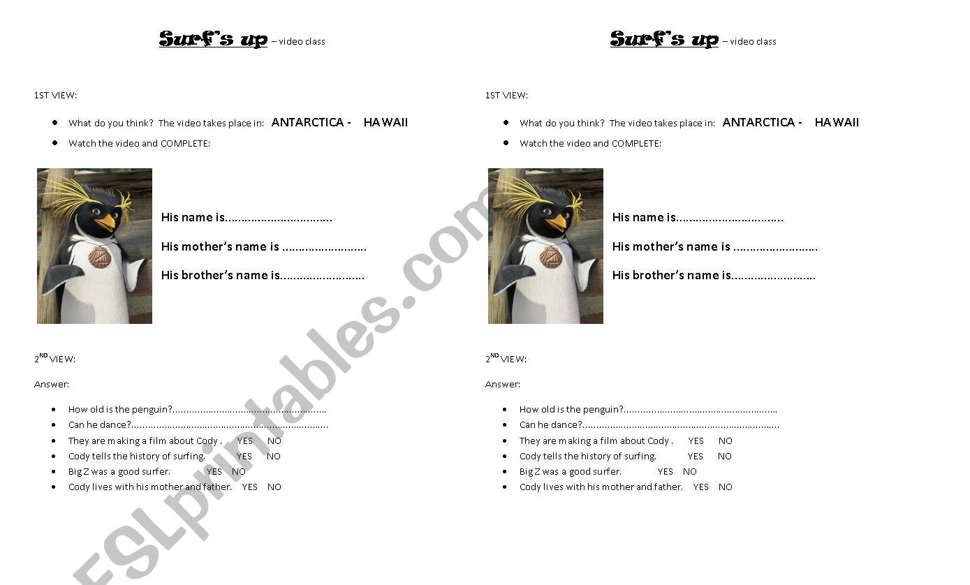 SURFS UP- video segment worksheet