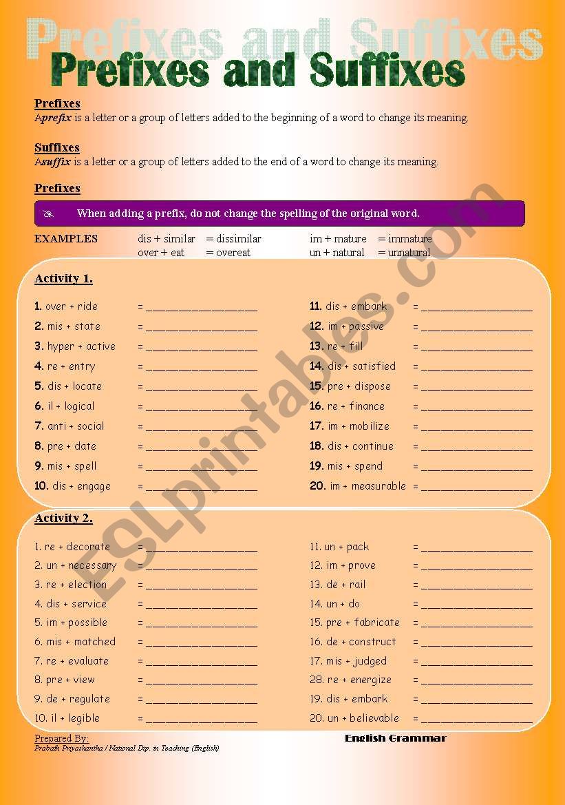 Lets fun with Prefixes and Suffixes..!!