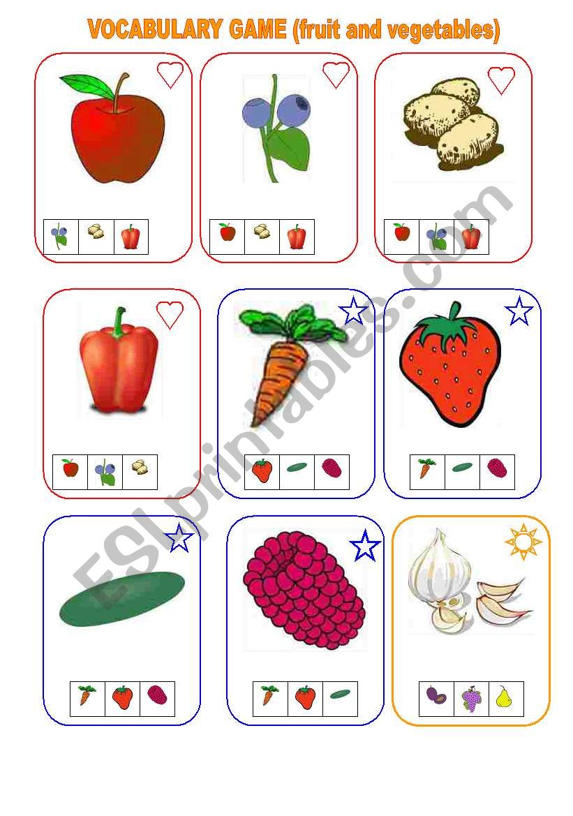 Fruit and vegetables - GAME worksheet