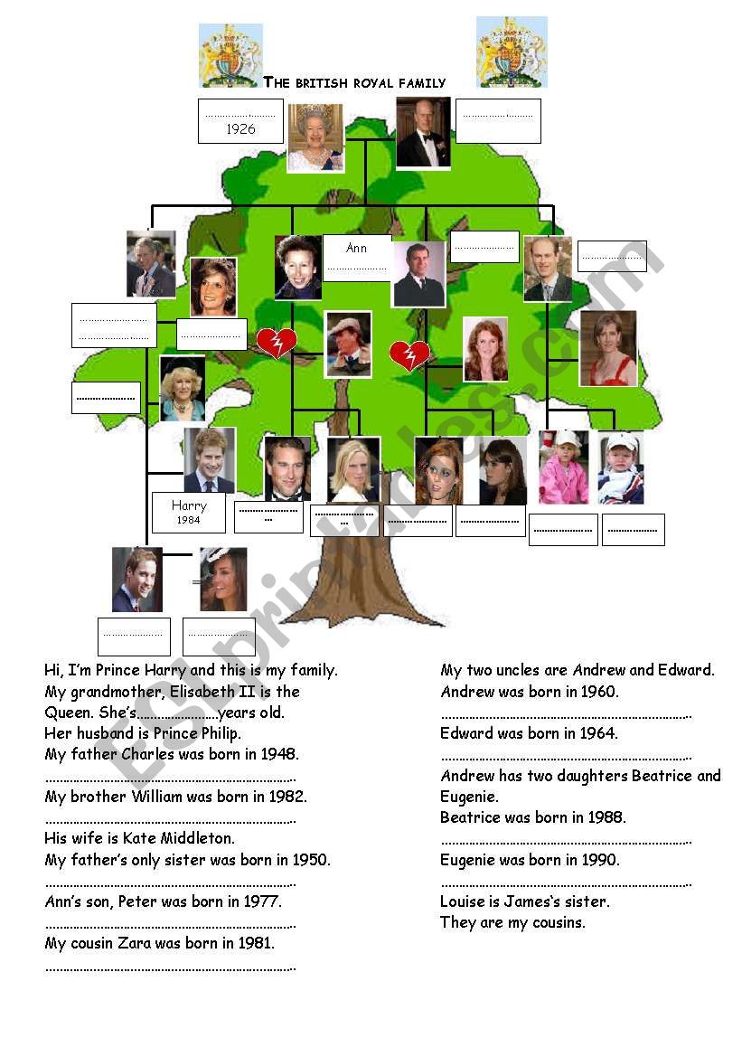 The British Royal  Family  ESL worksheet  by babschwa