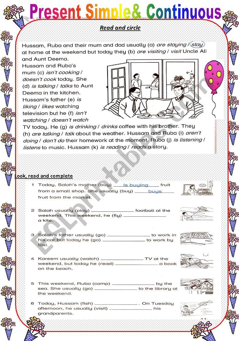 present simple & continuous worksheet