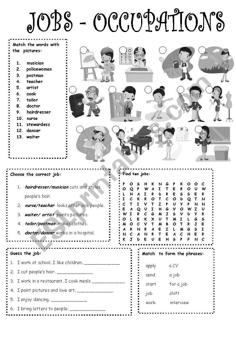 jobs-occupations worksheet