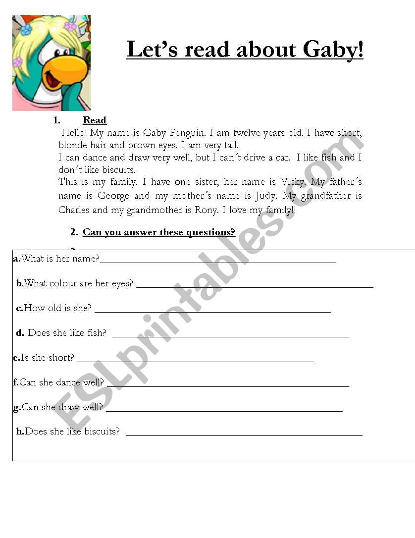 Lets read about Gaby penguin!